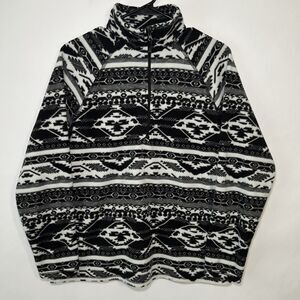 Eddie Bauer 1/4 Zip Fleece Pullover Sweatshirt Womens Size L Large Aztec Print